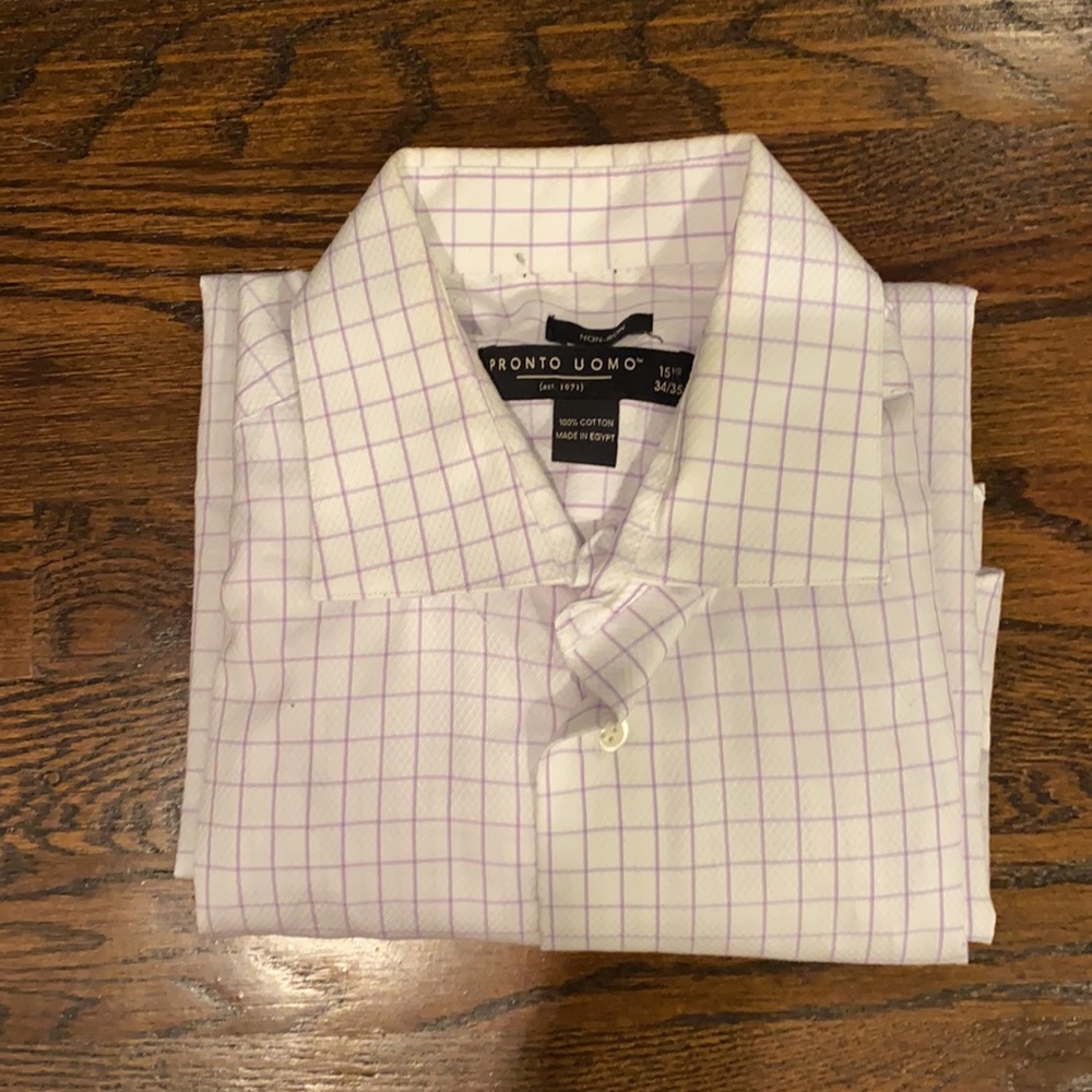 Men’s Pronto Uomo Purple and White Check Shirt